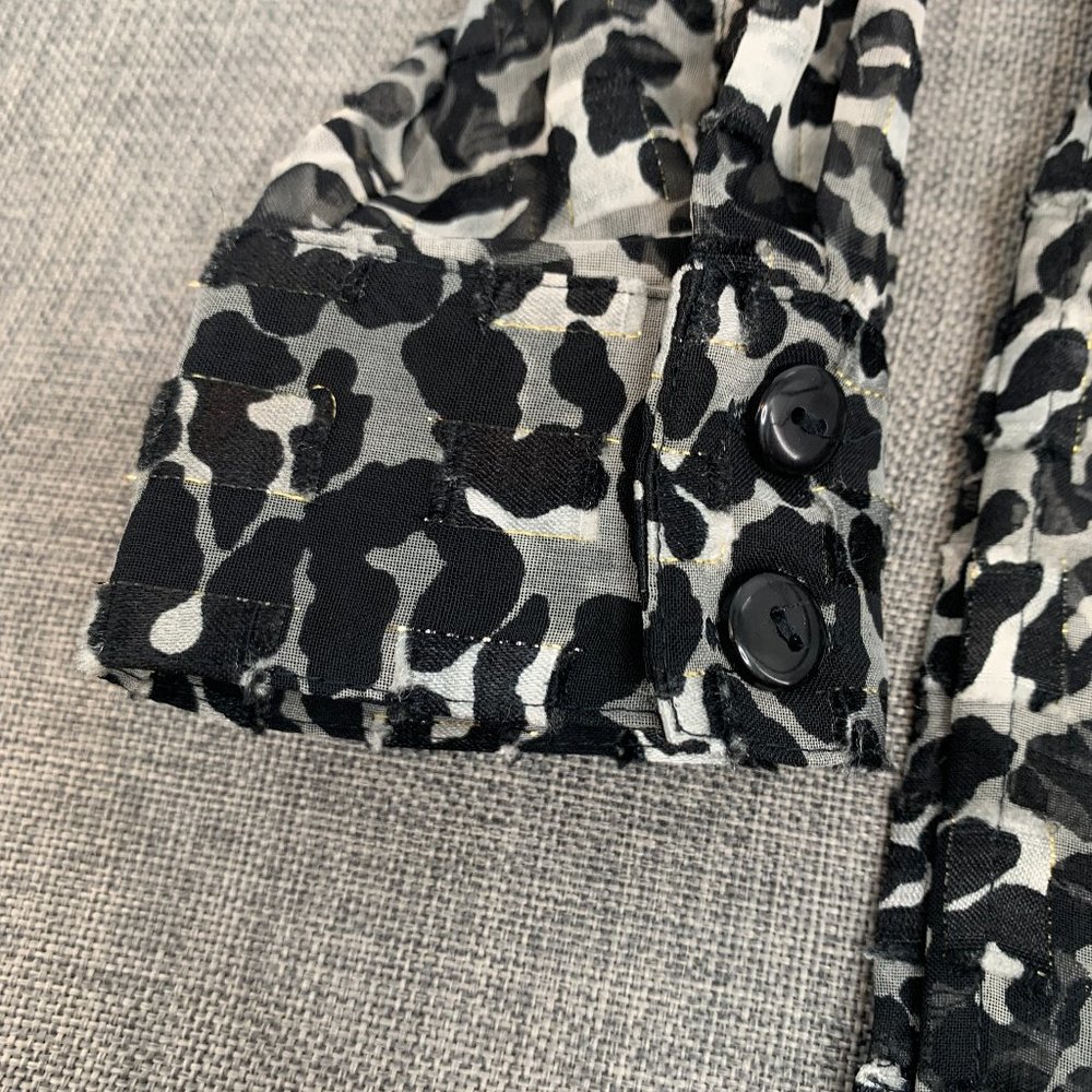Notations Women's Button Down Sheer Blouse Leopar… - image 5